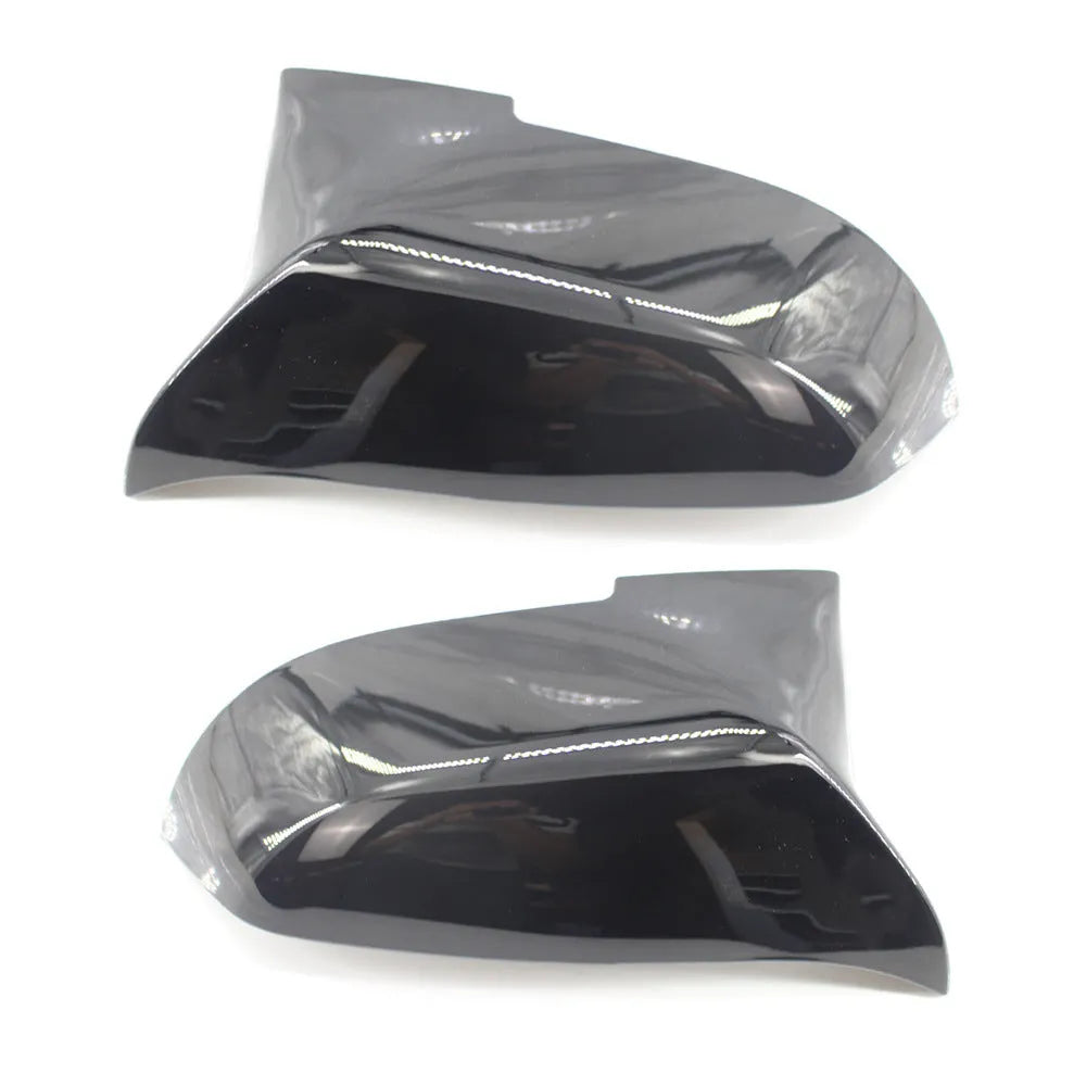 Pair of paint bright black modified horn-shaped rear-view mirror shells for BMW 3 Series and 4 Series F20 F30 models