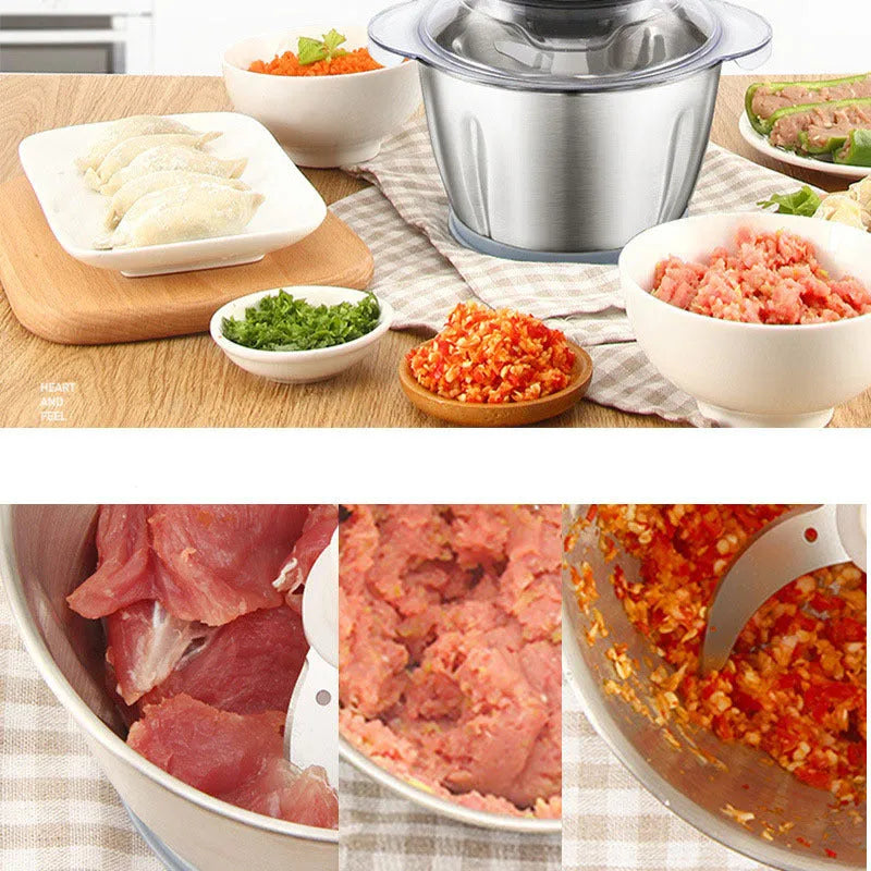 LONG PLUS white electric garlic peeler appliance on a kitchen countertop