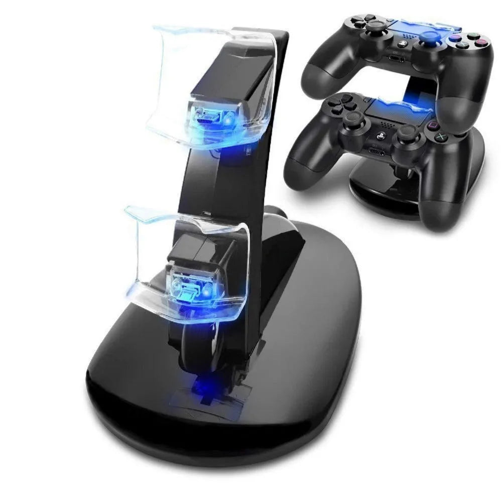 Black Xbox dual controller charging dock station for Xbox One and Xbox One S gamepads.