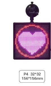 Car LED expression light square emoticon screen full colour 128x128mm black ABS shell