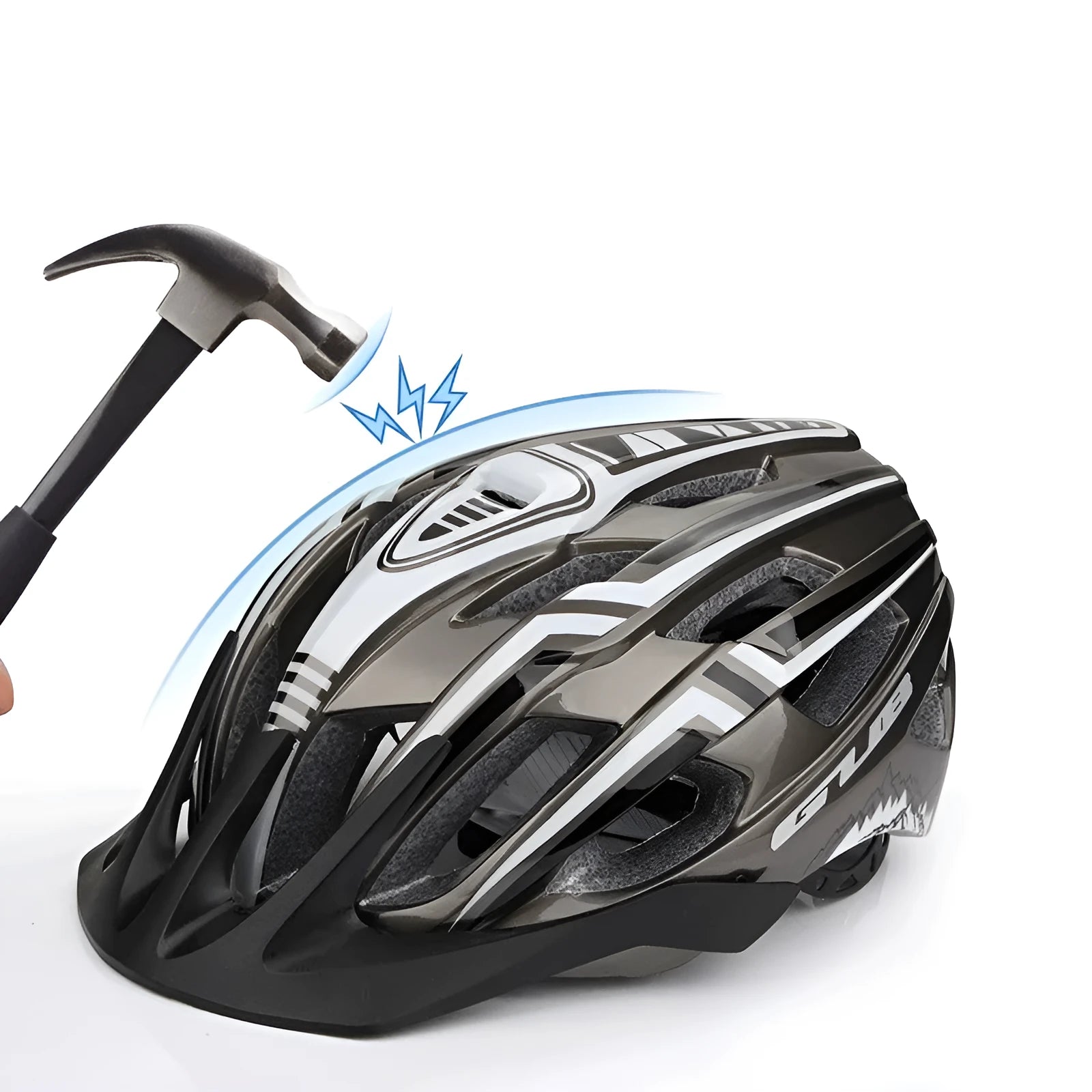 Mountain bike helmet with PC outer shell, EPS liner, USB tail light, 19 holes, 56-59CM