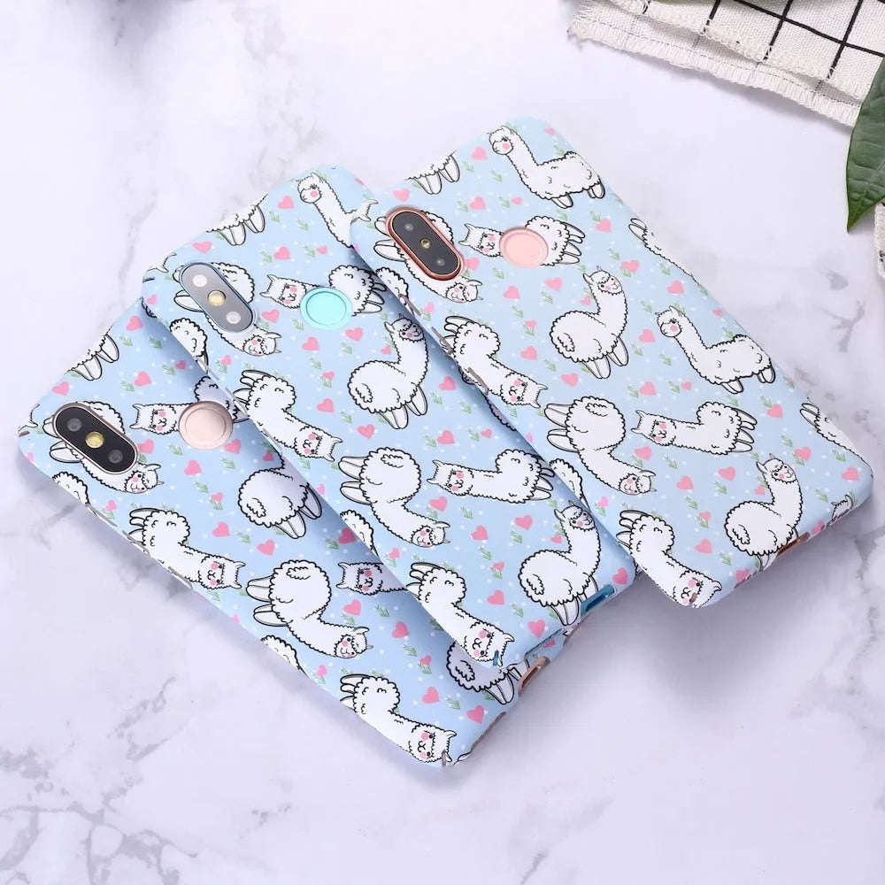 Cute alpaca water sticker frosted PC phone case in photo colour, compatible with multiple phone models