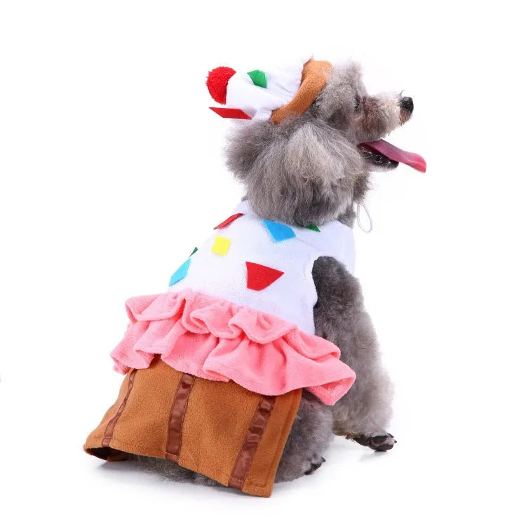 Dog Christmas clothes polyester pet outfit in sizes S to XL with bust 25-40cm and height 37-52cm
