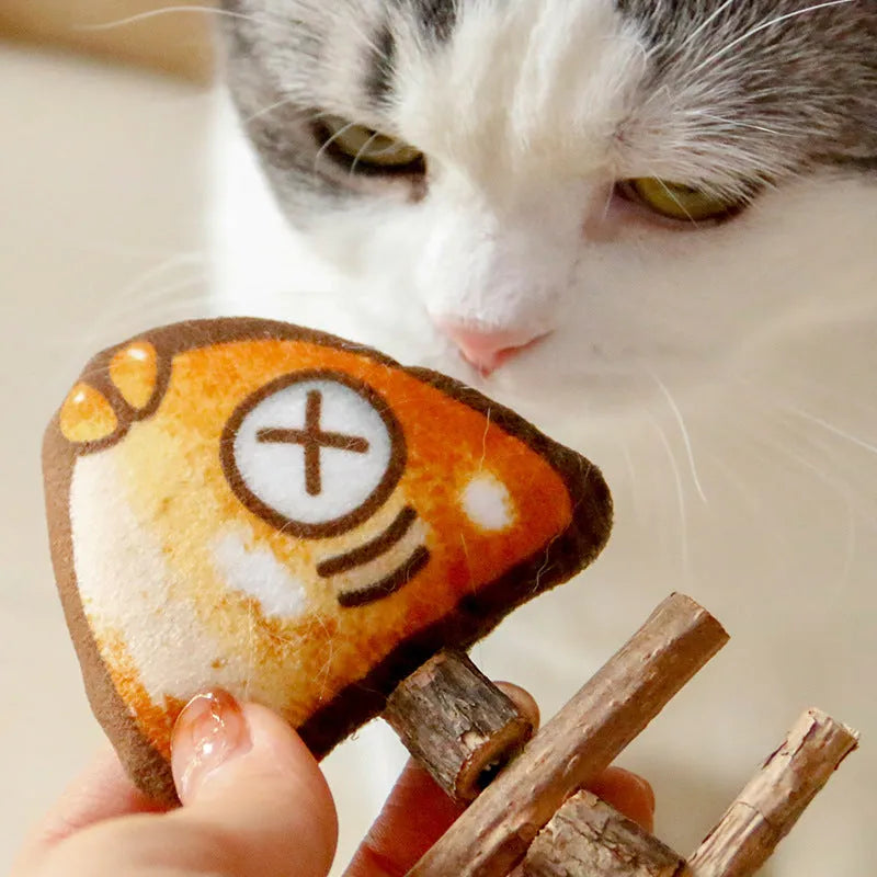 Cat fishbone plush toy in grilled colour, 16.5 x 6.5 cm, soft pet chew toy