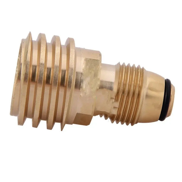 Brass gas brazing adapter with gold finish showing 7mm external thread taper