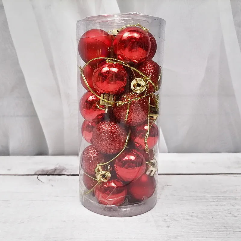 3cm diameter Christmas baubles with shiny matte finish in multiple festive colours
