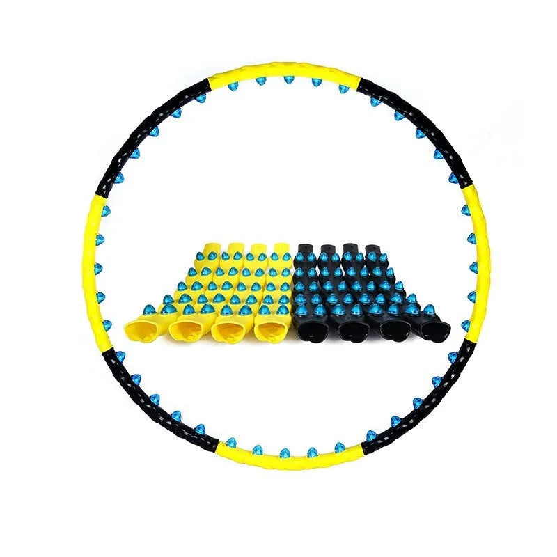 Yellow Magnetic Therapy Hoop 108cm segmented for portable storage and waist slimming exercise