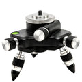 Black aluminium spirit level base with 360-degree rotation measuring 15cm by 12cm