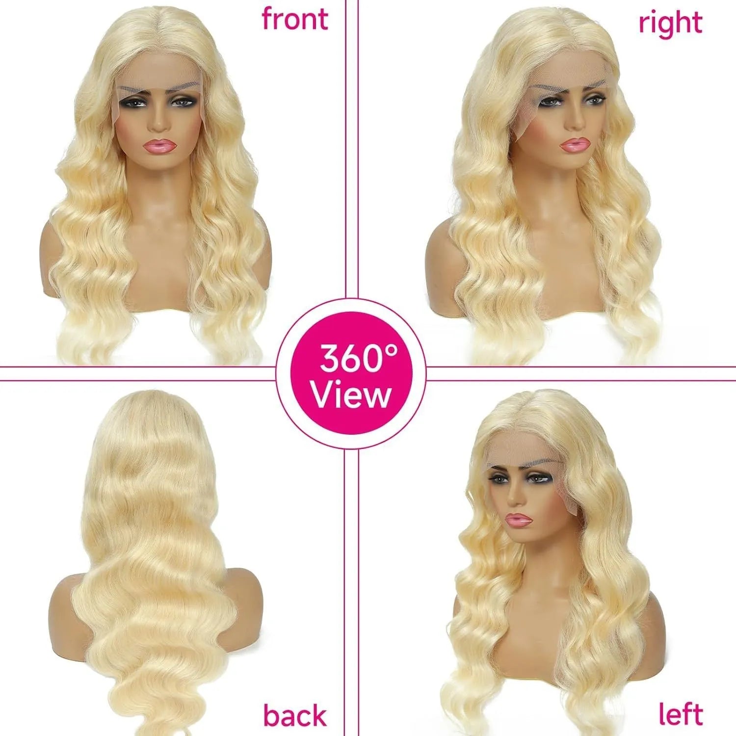 Women's front lace synthetic wig in M1/539/613# colour showing medium-long curly hairstyle from the front and side.