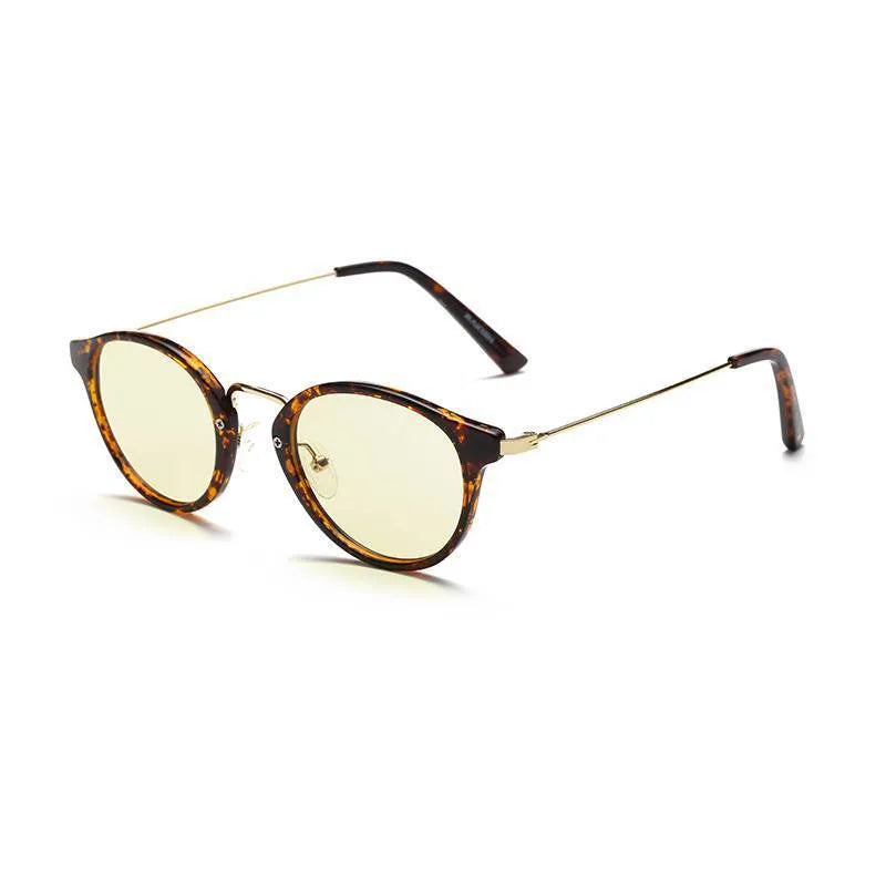 PC full frame anti-blue light literary glasses in purple leopard print colour.