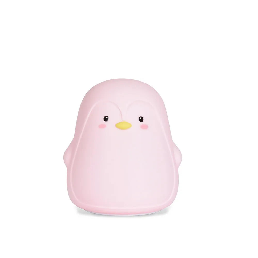 Penguin-shaped USB rechargeable night light with white LED illumination, measuring 118x110x132mm