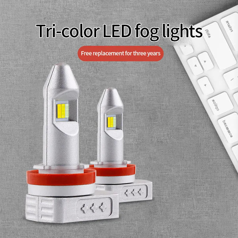Universal retrofit LED fog lamp bulb with aluminium housing for cars, motorcycles, and trucks.