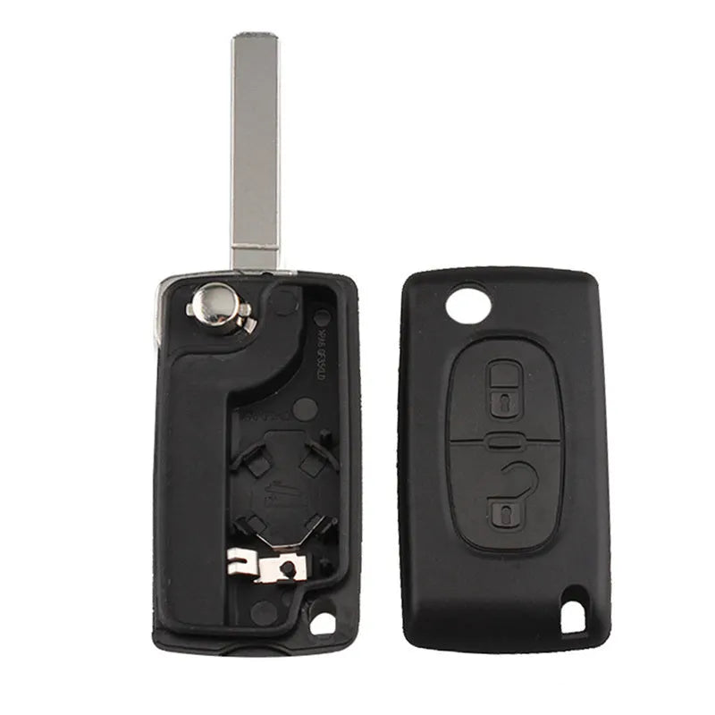 Black folding remote control key for old Peugeot Citroen, 0523 groove, 433MHz, 46 chip, with circuit board battery