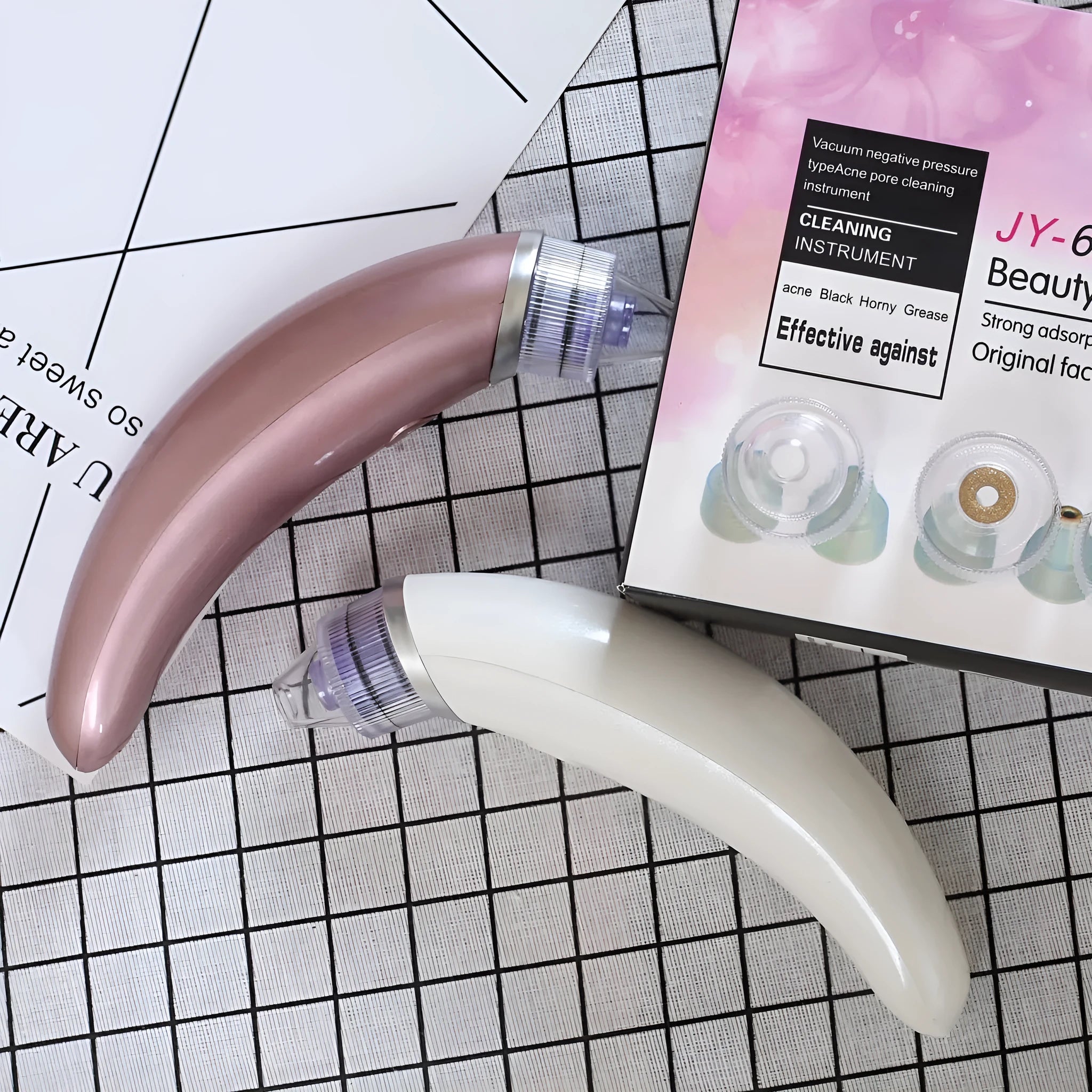 JY-666 electric blackhead suction pore cleanser device in rose gold or white colour options