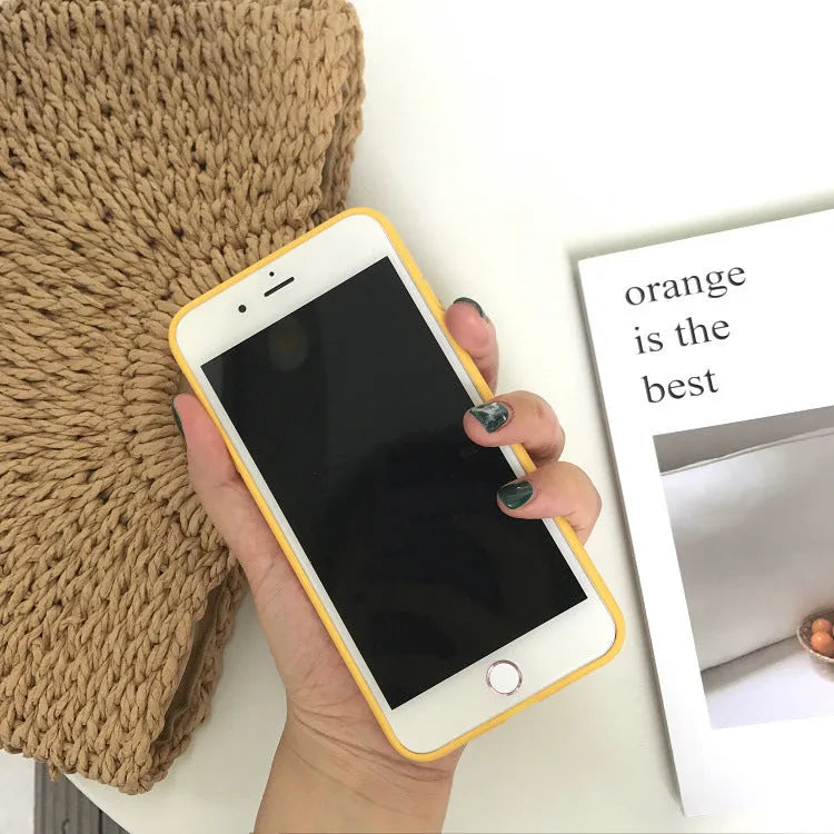 Orange matte finish TPU silicone soft shell case for iPhone, showing full wrap-around design.