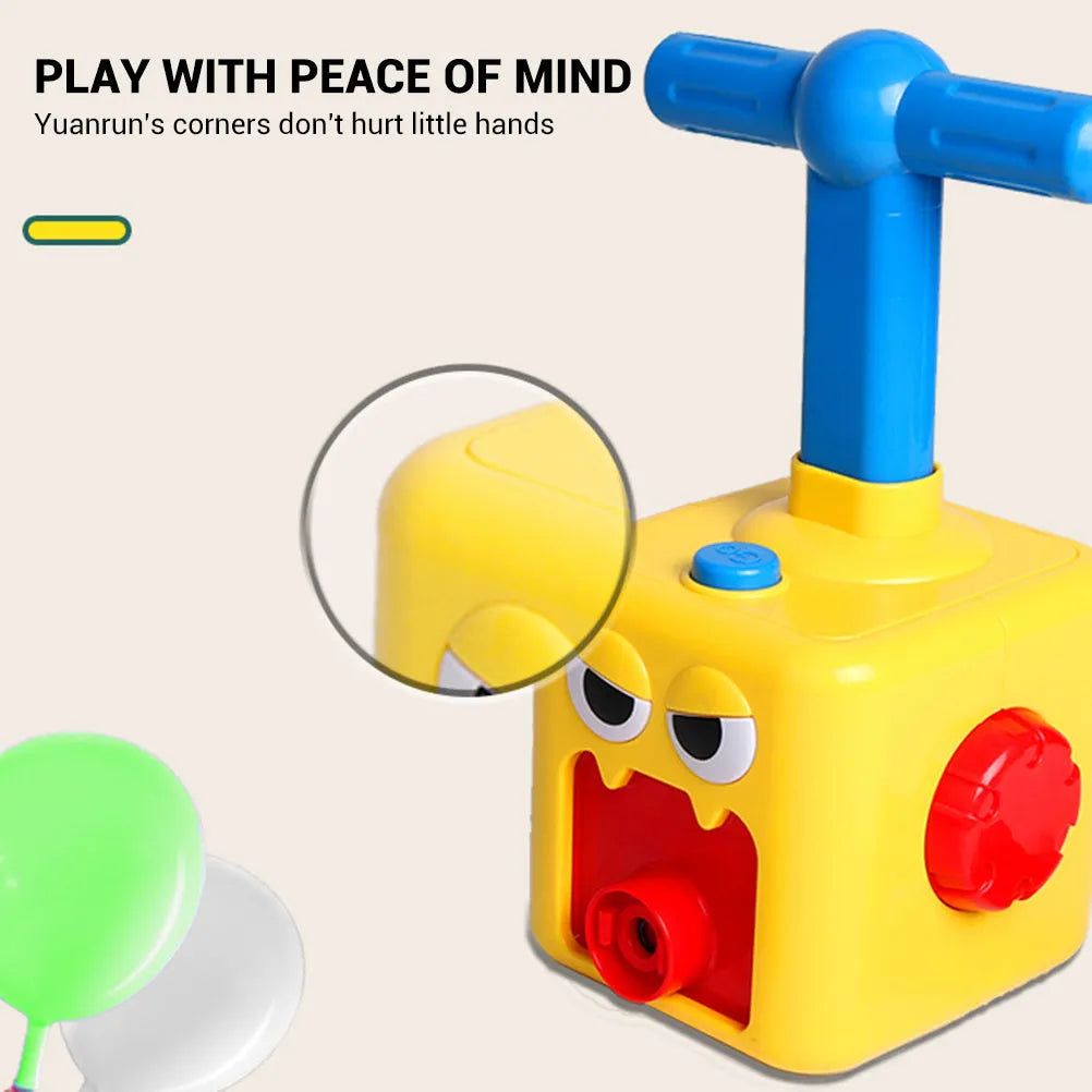 Children's air balloon powered car toy set with 2 ABS plastic cars and 12 balloons on a white background