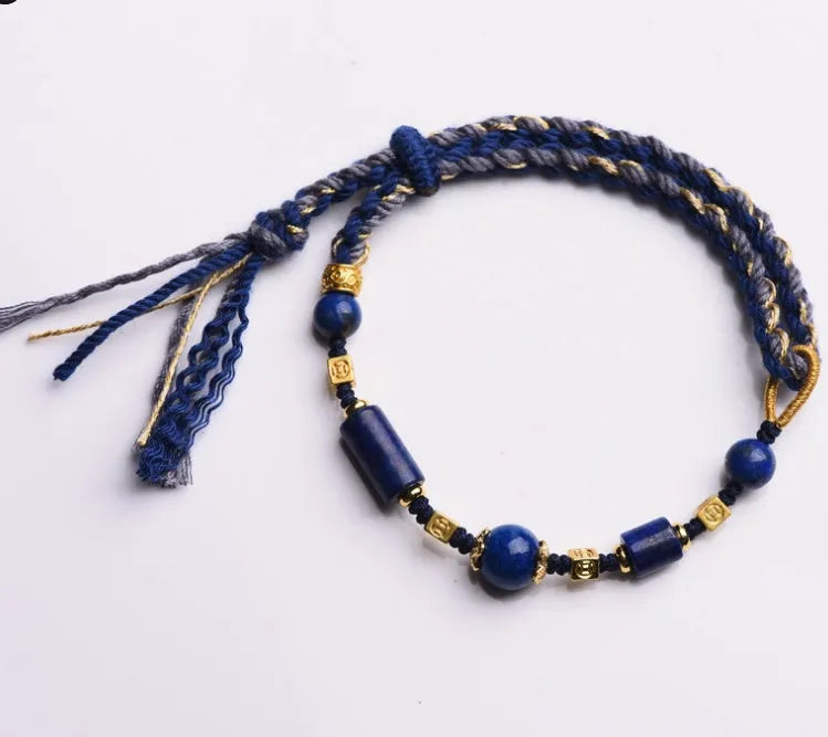 DIY woven watch band with hand-woven rope design in flexible wire showing ethnic style details
