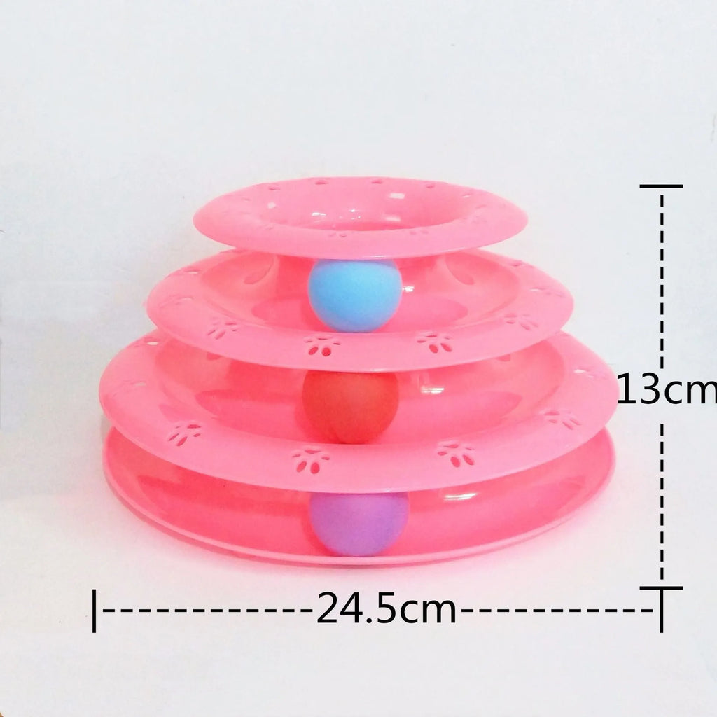 Cat turntable educational toy in blue, 24.5 cm by 13 cm, on a light background