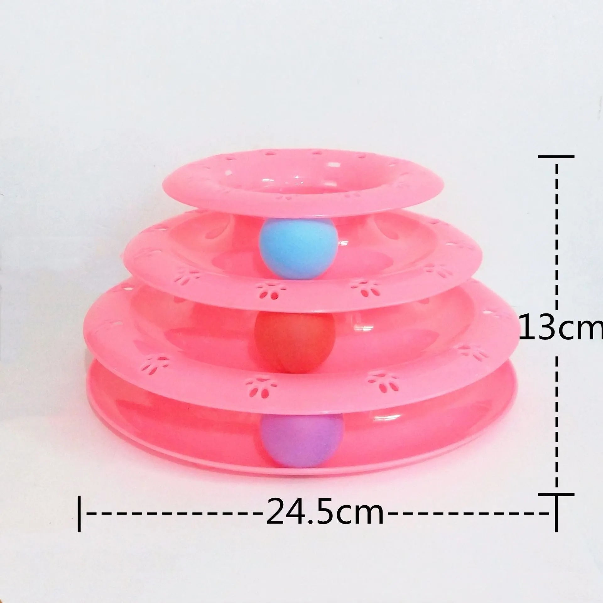 Cat turntable educational toy in blue, 24.5 cm by 13 cm, on a light background