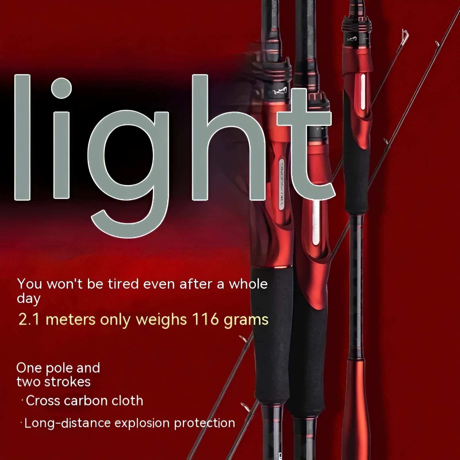 Carbon ultralight fishing rod showing straight handle and pikestaff style options in 210cm and 240cm lengths.