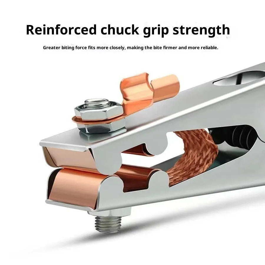 Ground copper ribbon welding iron wire clip with adjustable length, available in 300A to 1000A ratings
