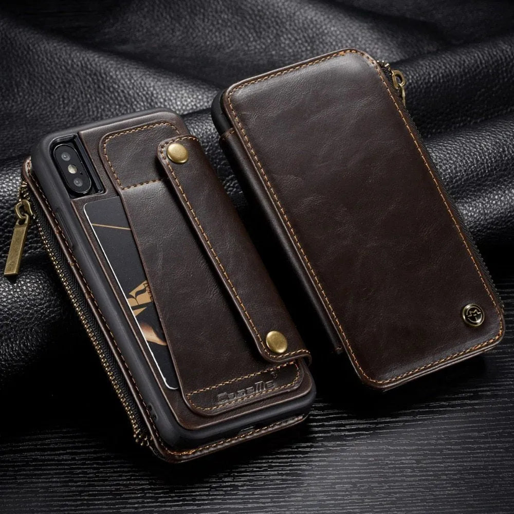 Black PU leather flip phone case for SAMSUNG Note9 showing front and back views
