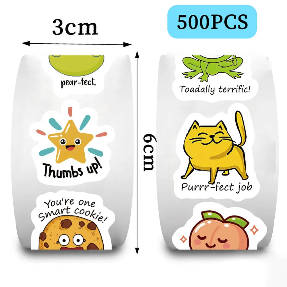 Reward Series DIY Children's Toy Stickers roll white paper printed cute designs 500 sheets