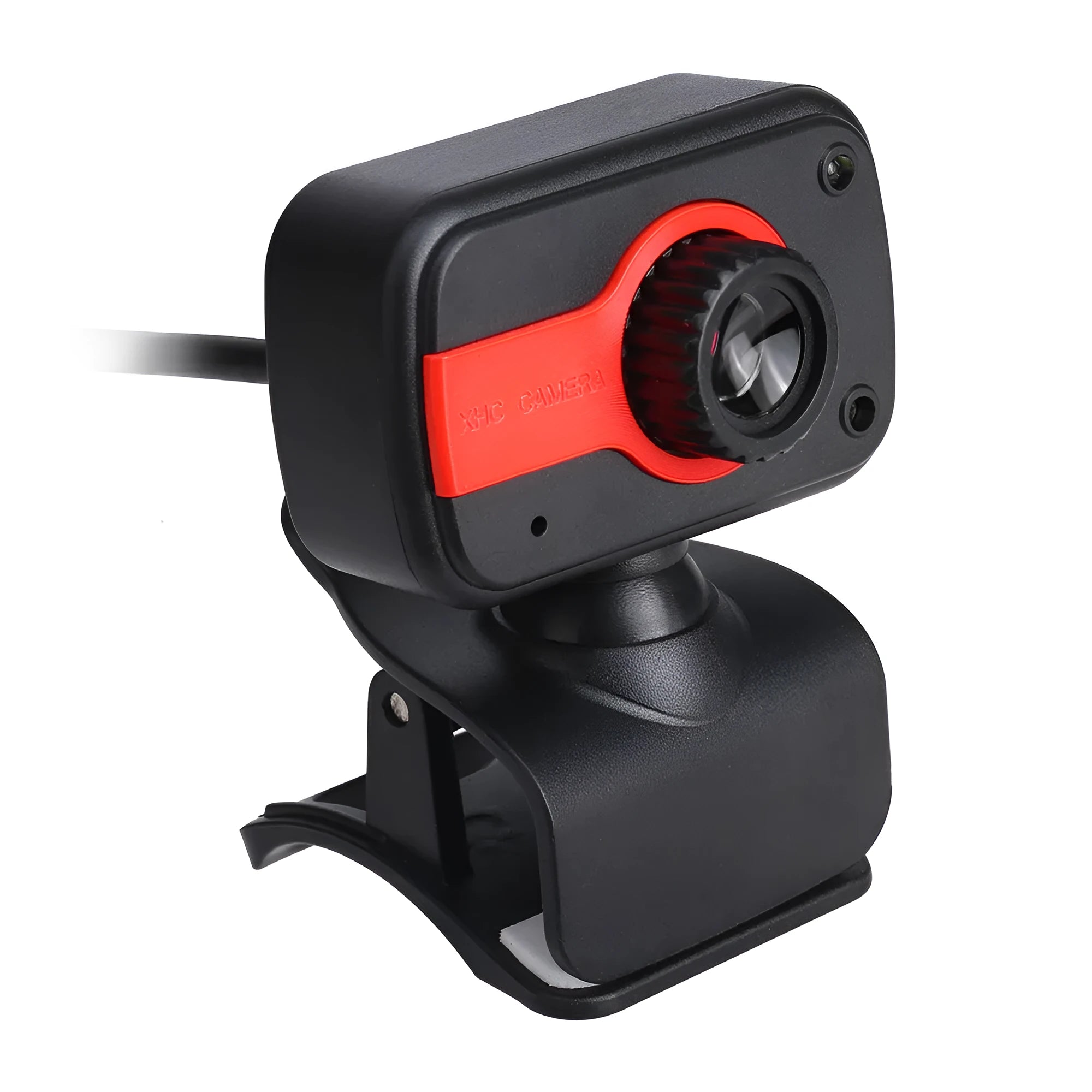 Blue mini driverless USB webcam on a stand with a 1.45m cable and 360-degree rotating head.