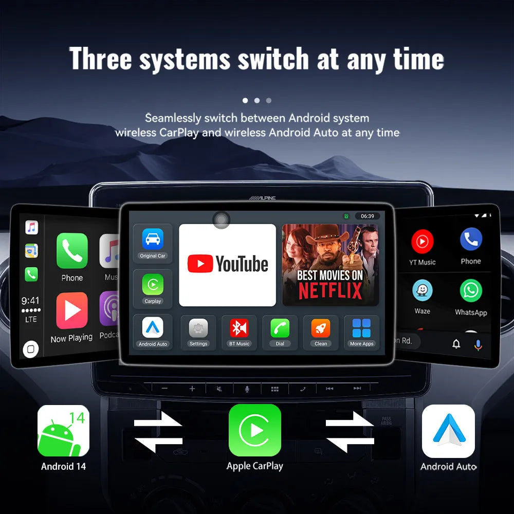 Black plastic wireless CarPlay box with Type-C interface for car navigation mirroring