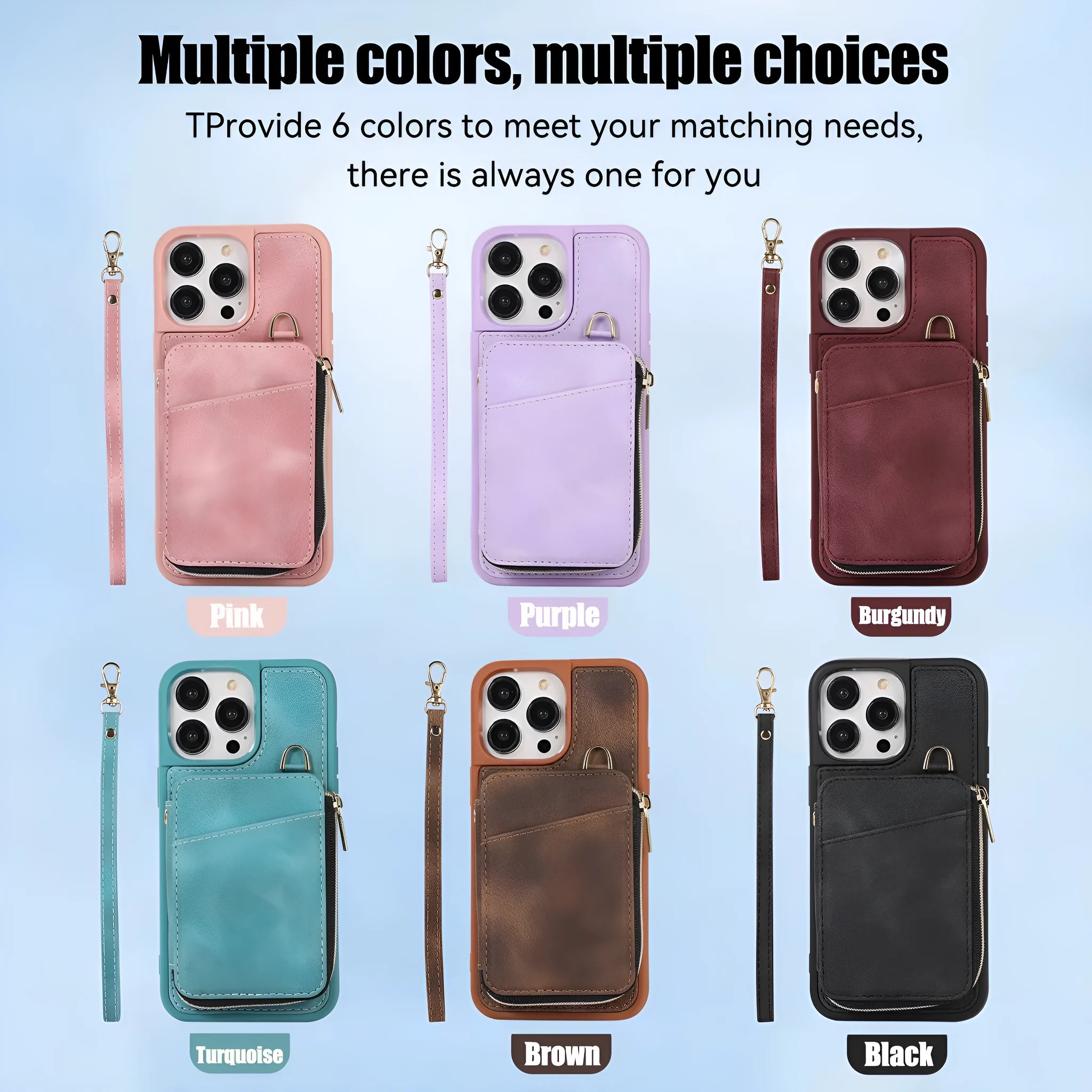 Creative leather style wallet phone case with card slots, lanyard, and bracket in brown for iPhone 14 Pro Max