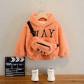 Children's fleece jacket with hood in cashmere fleece fabric with cartoon print design