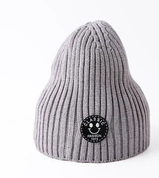 Children unisex fashion ribbed hat in nylon, one size, available in beige, black, caramel, green, grey, wine red