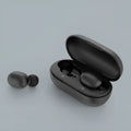 Black true wireless Bluetooth earbuds with stereo sound and Bluetooth 5.0 connectivity