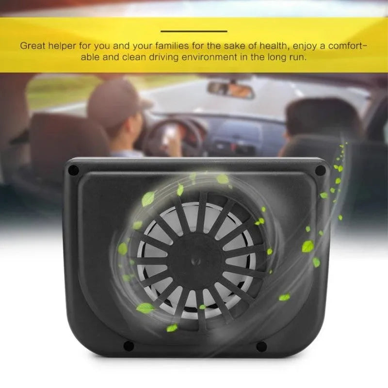 Solar powered car exhaust fan with ABS body, 15 x 11 x 6 cm, for window installation