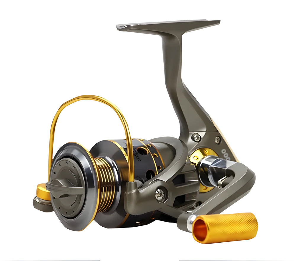 10-axis metal head spinning reel with folding rocker arm and aluminium handle