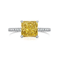 Sterling silver cube sugar ring with ice flower cut zircon, geometric quadrilateral design, women's sizes 5 to 9
