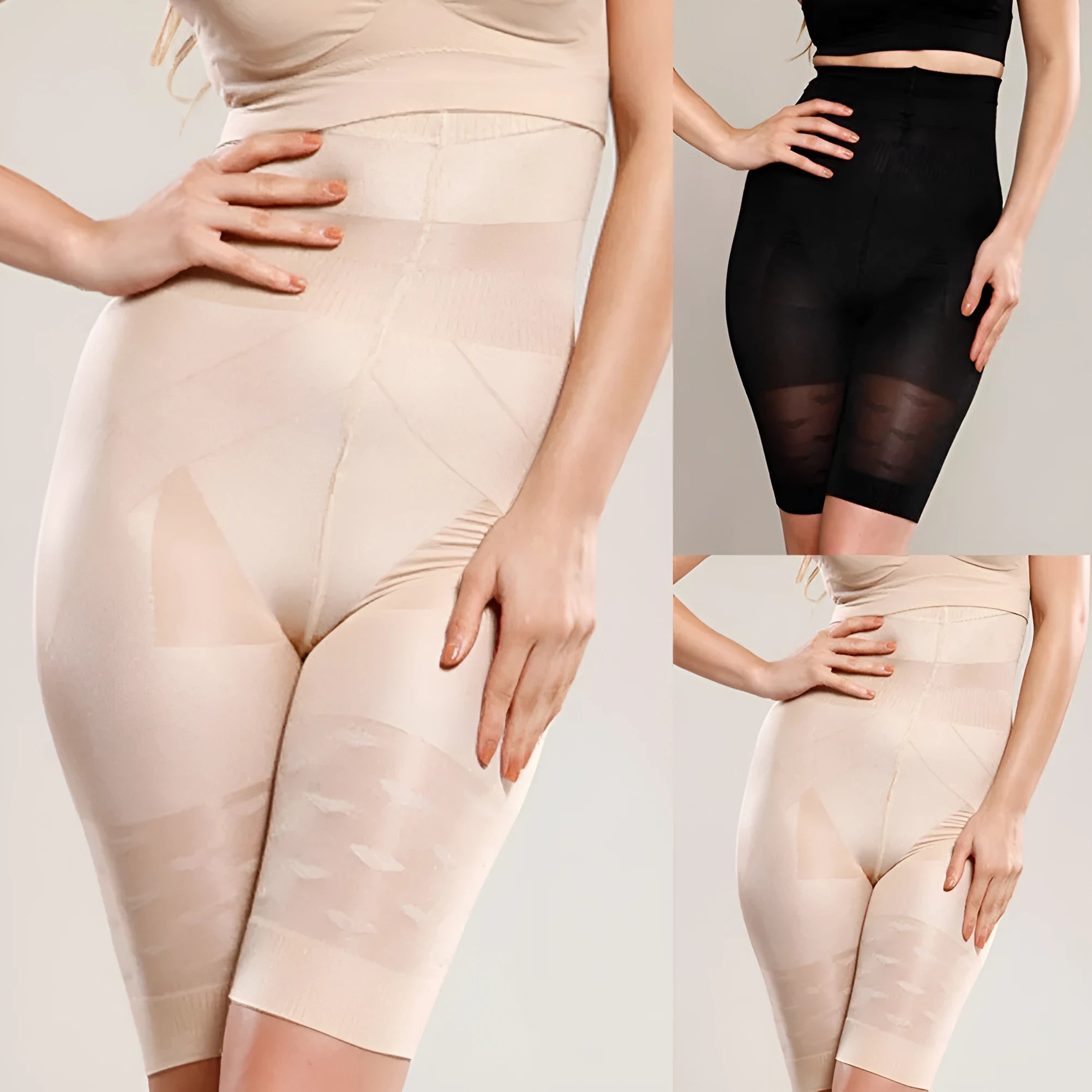 Black seamless high-waist shapewear short for women on a mannequin