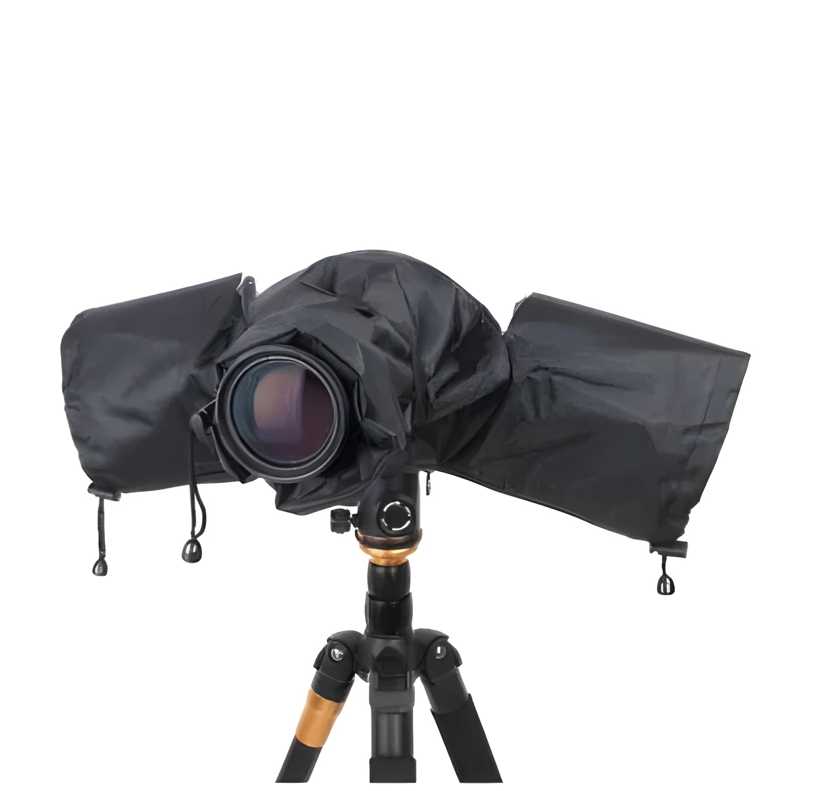 Single lens reflex camera rainproof cover with clear plastic window and zipper closure