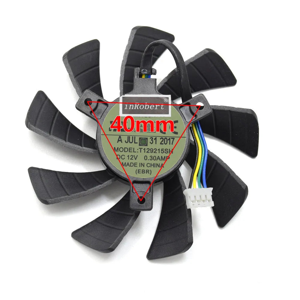 Black 85mm square PC cooling fan with four-pin PWM connector for graphics card replacement