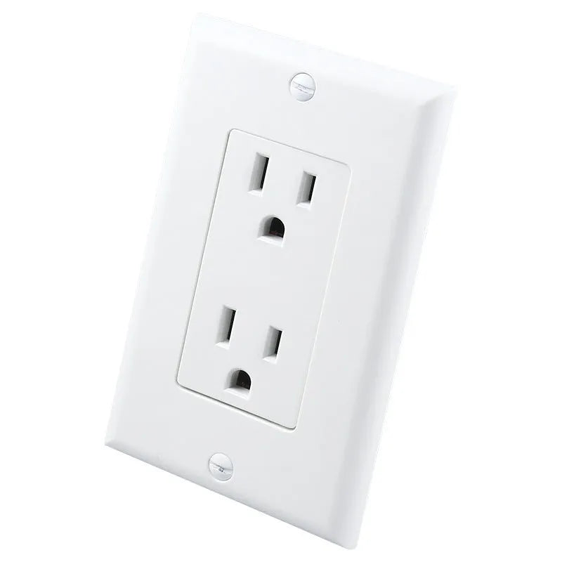 White socket induction light cover with three LED bulbs, installed over a standard UK plug socket.