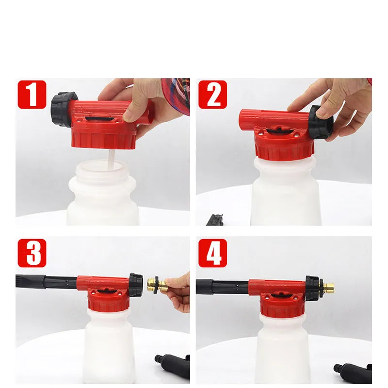 Foam pot high pressure water gun for garden use with adjustable pressure control