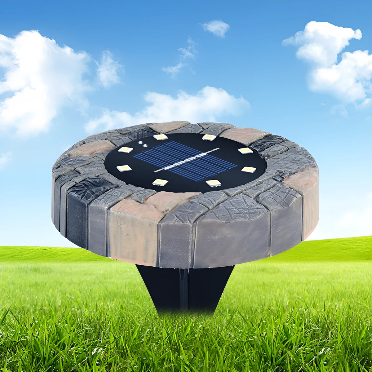 Imitation stone solar garden light with PP body, 11.5cm x 2.3cm x 13cm, for outdoor lawn and patio use