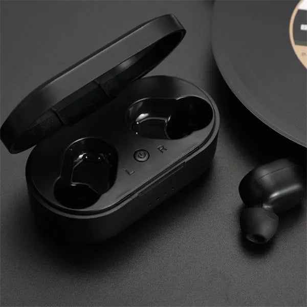 M1 Bluetooth wireless earphones in black or white colour with earbud style design