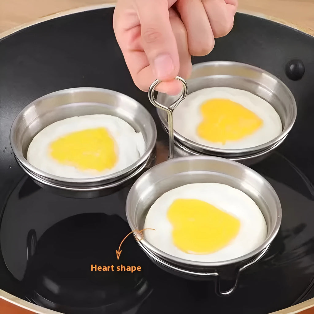 Stainless steel heart-shaped egg steamer for cooking poached eggs