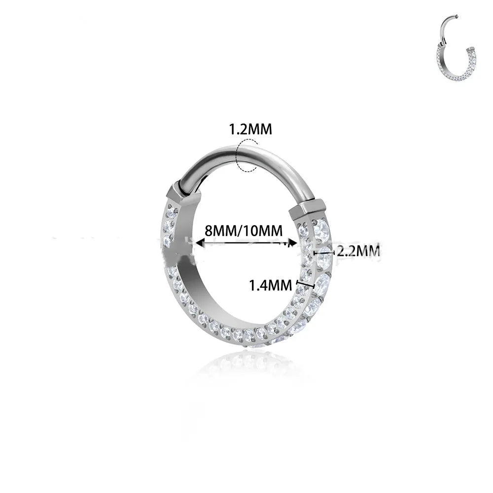 G23 titanium alloy three-sided inlaid zircon nose ring earring, unisex, geometric shape