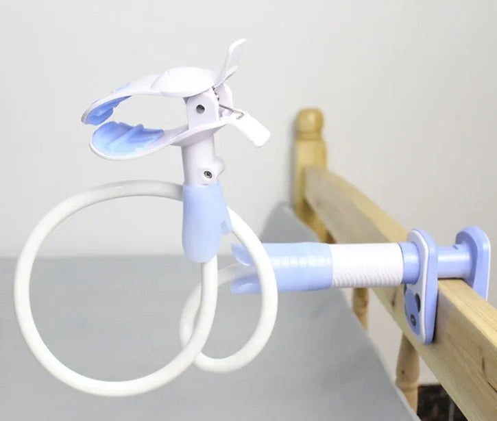 Extended 1.05 metre baby feeding bracket in blue colour for bottle and breastfeeding support