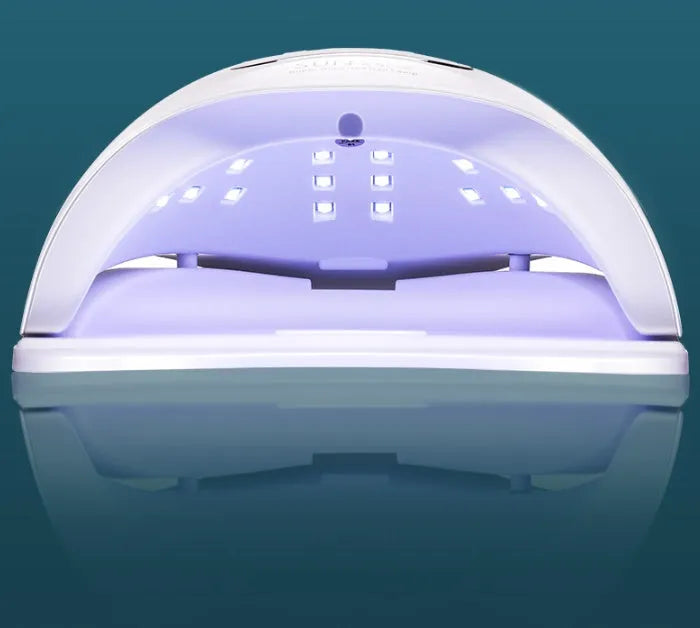 White nail polish baking lamp dryer with dual UV LED light source and timer display