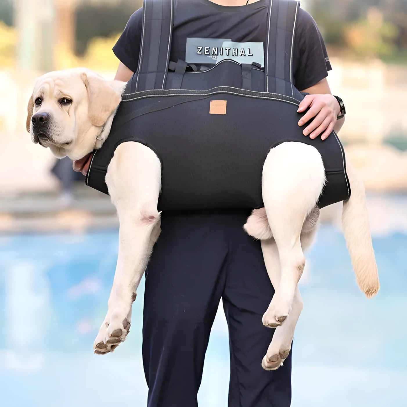 Black Oxford cloth dog backpack for medium and large pets in XL 2XL 3XL sizing options