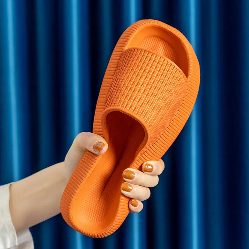 EVA solid bath slippers with 32cm platform sole, available in black, orange, pink, and yellow