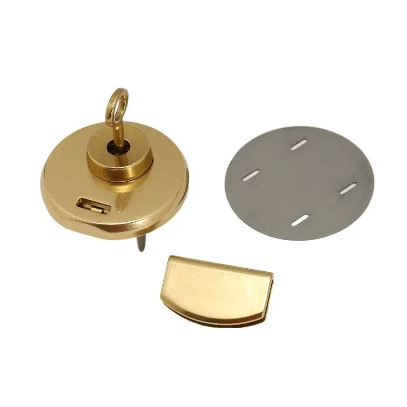 Pure copper round twist lock in brass, large round lock design for bags and cases